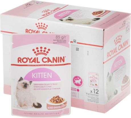 Консервы Royal Canin "Kitten Instinctive", для котят с 4 до 12 месяцев, мелкие кусочки в соусе, 85 г, 12 шт