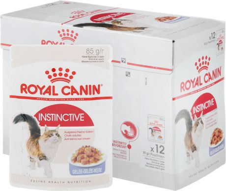Консервы Royal Canin "Instinctive", для кошек старше 1 года, мелкие кусочки в желе, 85 г, 12 шт
