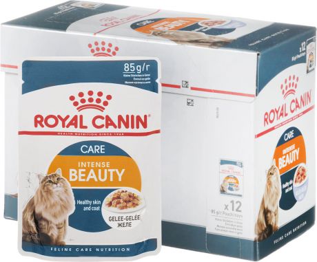 Консервы Royal Canin "Intense Beauty", для поддержания красоты шерсти кошек, мелкие кусочки в желе, 85 г, 12 шт