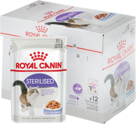 Консервы Royal Canin "Sterilised", для взрослых стерилизованных кошек, мелкие кусочки в желе, 85 г, 12 шт