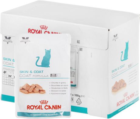 Консервы Royal Canin "Skin & Coat" для кастрированных котов и стерилизованных кошек с длинной шерстью, 100 г, 12 шт