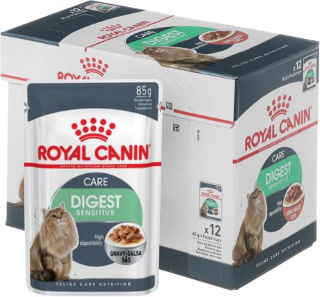 Консервы Royal Canin "Digest Sensitive", для кошек с чувствительным пищеварением, мелкие кусочки в соусе, 85 г, 12 шт