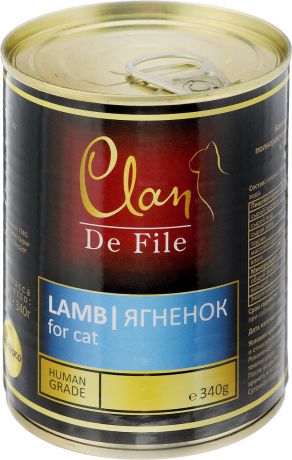 Консервы для кошек Clan "De File", с ягненком, 340 г