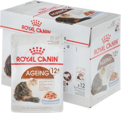 Консервы Royal Canin "Ageing +12", для кошек старше 12 лет, мелкие кусочки в желе, 85 г, 12 шт