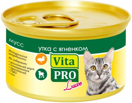 Консервы для кошек Vita Pro "Luxe", мусс с уткой и ягненком, 85 г