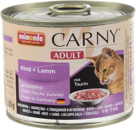 Консервы Animonda "Carny" для взрослых кошек, с говядиной и ягненком, 200 г