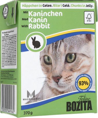 Консервы для кошек "Bozita Feline", с кроликом в желе, 370 г