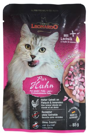 Консервы "Leonardo" для взрослых кошек, с курицей, 85 г