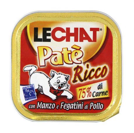 Консервы для кошек Monge "Lechat", с говядиной и куриной печенью, 100 г