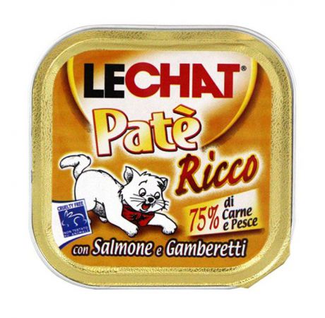 Консервы для кошек Monge "Lechat", с лососем и креветками, 100 г