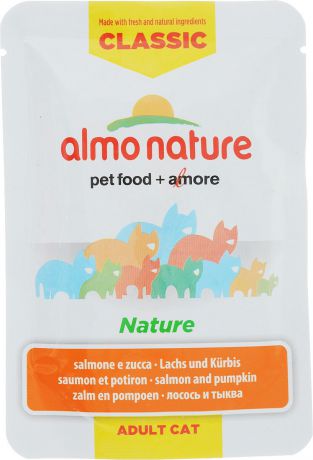 Консервы для кошек Almo Nature "Classic", с лососем и тыквой, 55 г