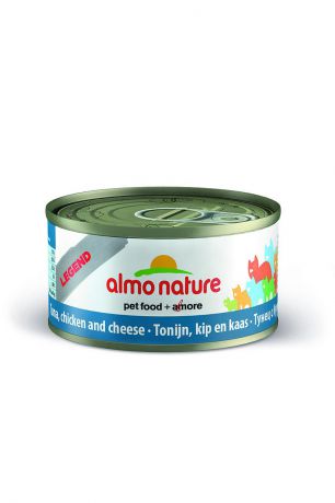 Консервы "Almo Nature", для кошек с тунцом, курицей и сыром, 70 г