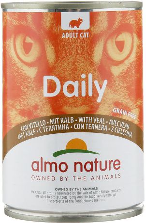 Консервы для кошек Almo Nature "Daily Menu", с телятиной, 400 г