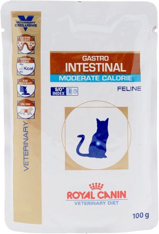 Консервы диетические Royal Canin "Gastro Intestinal. Moderate Calorie" для кошек, при нарушениях пищеварения, c пониженным содержанием жира, 100 г