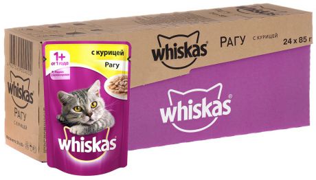 Консервы "Whiskas" для кошек от 1 года, рагу с курицей, 85 г, 24 шт