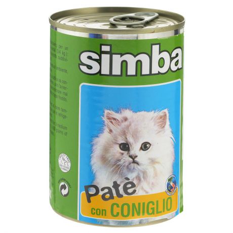 Консервы для кошек Monge "Simba", паштет с кроликом, 400 г
