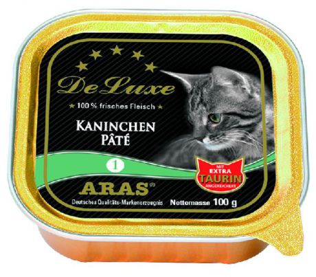 Консервы для кошек Aras "Premium DeLuxe", паштет с кроликом, 100 г