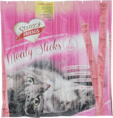 Лакомство для взрослых кошек Stuzzy "Friend. Палочки", для стерилизованных кошек, курица, 5 шт