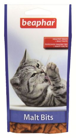 Лакомство для кошек Beaphar "Malt Bits", для вывода шерсти из желудка, 35 г