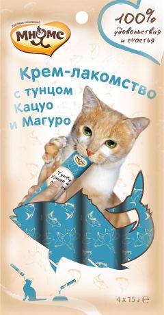 Лакомство "Мнямс", для кошек, с тунцом Кацуо и Магуро, 4 шт х 15 г