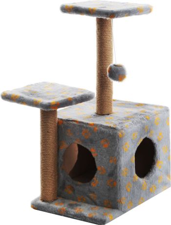 Игровой комплекс для кошек "Меридиан", с домиком и когтеточкой, цвет в ассортименте, 45 х 47 х 75 см