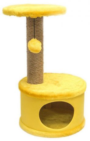 Домик-когтеточка Дарэлл "Конфетти", круглый, цвет: желтый, 37 х 37 х 73 см