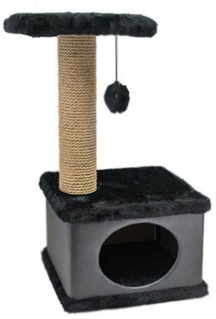 Домик-когтеточка Дарэлл "Конфетти", квадратный, цвет: черный, 41 х 37 х 70 см