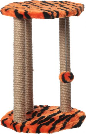 Когтеточка "Велес", с игрушкой, цвет: оранжевый, черный, 35 х 35 х 50 см