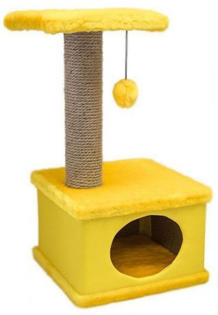 Домик-когтеточка Дарэлл "Конфетти", квадратный, цвет: желтый, 41 х 37 х 70 см
