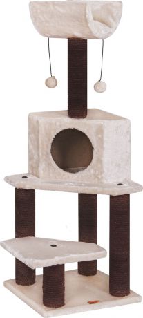Игровая площадка для кошек Fauna Bella, четырехуровневая, цвет: кремовый, темно-коричневый, 40 х 40 х 113 см