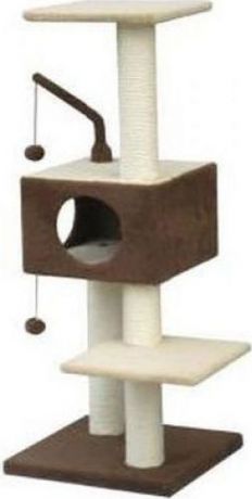 Игровая площадка для кошек Fauna Revizo, трехуровневая, цвет: коричневый, бежевый, 35 х 35 х 71 см