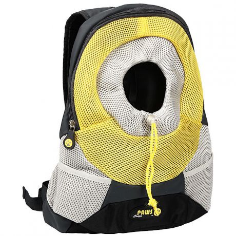 Переноска-рюкзак "Crazy Paws" для собак и кошек, цвет: желтый, серый. Размер Small