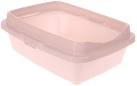 Туалет для кошек DD Style "Догуш", с бортом, цвет: пепельно-розовый, 36 х 49,5 х 16,7 см