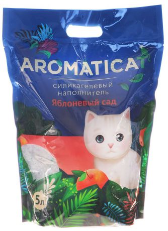 Наполнитель для кошачьего туалета Aromaticat "Яблоневый сад", силикагелевый, с ароматом яблока, 5 л
