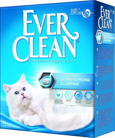 Наполнитель для кошачьего туалета Ever Clean "Extra Strength Unscented", комкующийся, 6 кг
