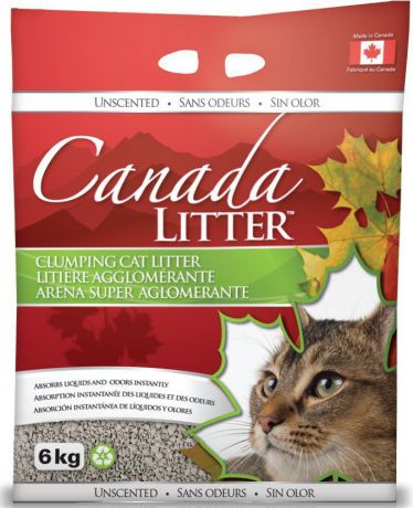 Наполнитель для кошачьих туалетов Canada Litter "Запах на Замке", комкующийся, с ароматом детской присыпки, 6 кг