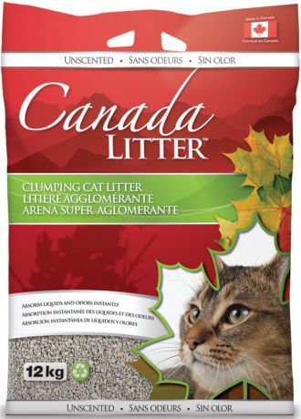 Наполнитель для кошачьих туалетов Canada Litter "Запах на замке", комкующийся, с ароматом детской присыпки, 12 кг