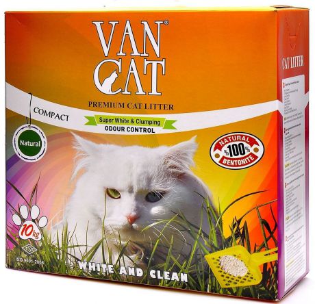 Наполнитель для кошачьих туалетов Van Cat "100% Натуральный", 20241, комкующийся, без пыли, 10 кг