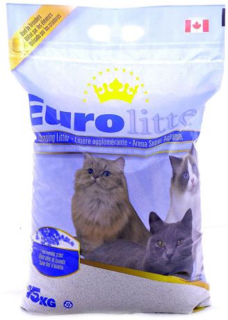 Наполнитель для кошачьих туалетов Eurolitter "Контроль запаха", комкующийся, без пыли, с ароматом лаванды, 15 кг
