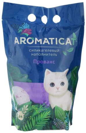 Наполнитель для кошачьего туалета Aromaticat "Прованс", силикагелевый, с ароматом лаванды, 3 л