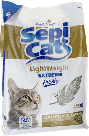 Наполнитель для кошачьих туалетов SepiCat "LightWeight", комкующийся, облегченный, экстра, 8 л