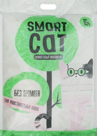 Наполнитель для кошачьих туалетов "Smart Cat", силикагелевый, для чувствительных кошек, без аромата, 16 л