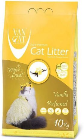 Наполнитель для кошачьих туалетов "Van Cat", комкующийся, без пыли, с ароматом ванили, 10 кг