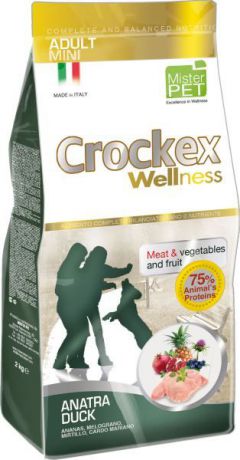 Корм сухой "Crockex Wellness" для собак мелких пород, с уткой и рисом, 2 кг