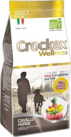 Корм сухой "Crockex Wellness" для собак мелких пород, с кониной и рисом, 7,5 кг