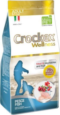 Корм сухой "Crockex Wellness" для собак мелких пород, с рыбой и рисом, 2 кг