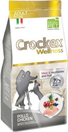 Корм сухой "Crockex Wellness" для собак мелких пород, с курицей и рисом, 2 кг