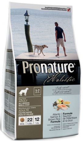 Корм сухой "Pronature Holistic", для собак, для кожи и шерсти, лосось с рисом, 2,72 кг
