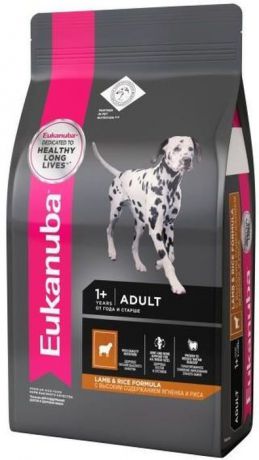 Корм сухой "Eukanuba" для взрослых собак всех пород, с ягненком, 2,5 кг