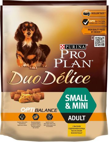 Корм сухой для собак мелких и карликовых пород Pro Plan "Duo Delice Adult Small", курица с рисом, 700 г